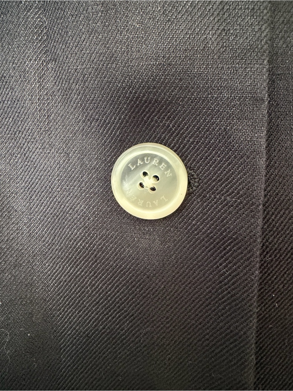 100% linen Ralph Lauren Navy Button-Front Women's Jacket - Picture 3 of 5